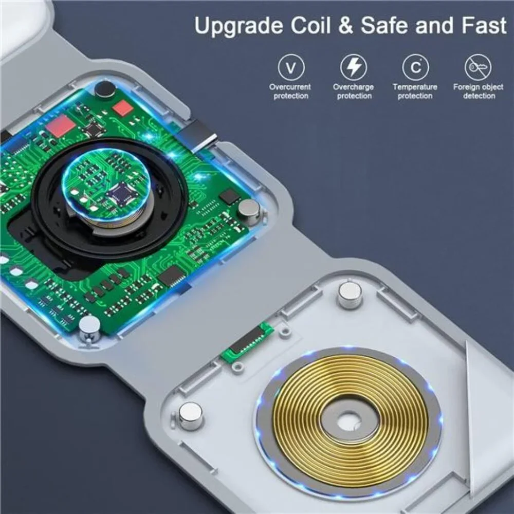 Wireless Charger 3 in 1,RTOPS Magnetic Travel Wireless Charging Station